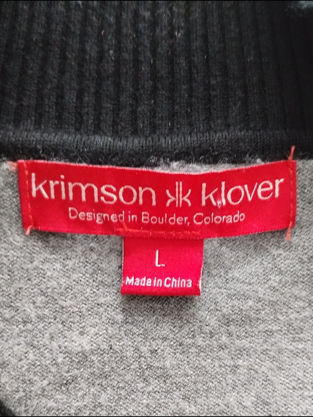 Krimson Klover Poppy Ski Sweater L Black Red Chevron Quarter Zip - Picture 9 of 11